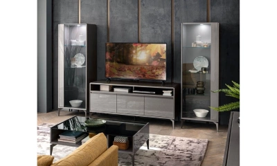 Комплект мебели в гостиную Alf Group Graphite (Тумба ТВ + 2 витрины 1А)