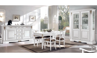 Комплект мебели в гостиную Vaccari Giovanni Bella Italia (витрина 2-х дверная, комод, стол обеденный, 6 стульев)