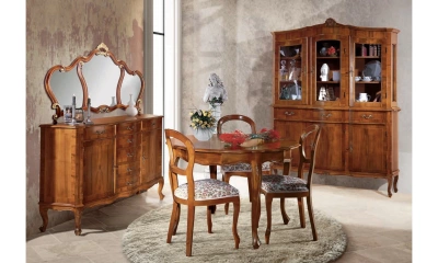 Комлект мебели в гостиную Vaccari Giovanni Bella Italia (Витрина 3-х дверная, комод, стол, 4 стула)