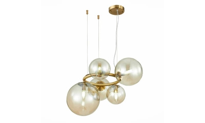 SL1162.303.05 Люстра подвесная ST-Luce Латунь/Коньячный E14 5*40W