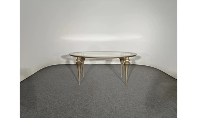 EMOTION стол со стеклом, ножки тип Е шампань 285-L глянец 180x100x78