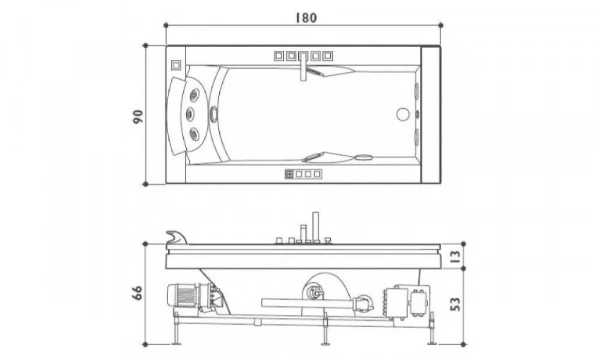 Акриловая Ванна Jacuzzi Aura Uno 180X90 9F43-344A