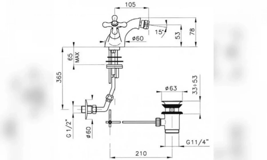Смеситель Для Биде Nicolazzi Nuova Brenta 2534Bz Бронза - фото 2