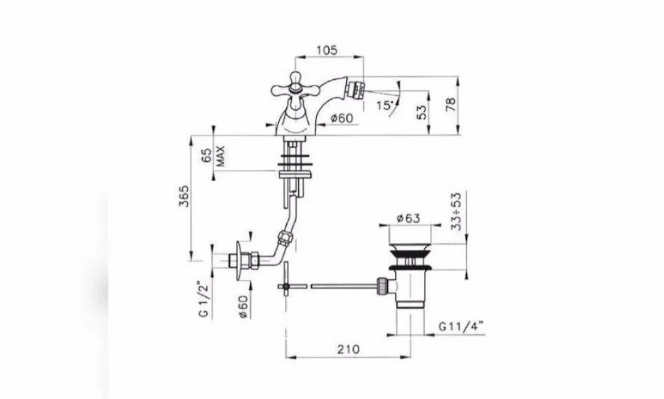 Смеситель Для Биде Nicolazzi Nuova Brenta 2534Gb Золотистая Латунь - фото 2