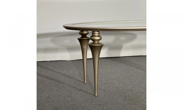 EMOTION стол со стеклом, ножки тип Е шампань 285-L глянец 180x100x78