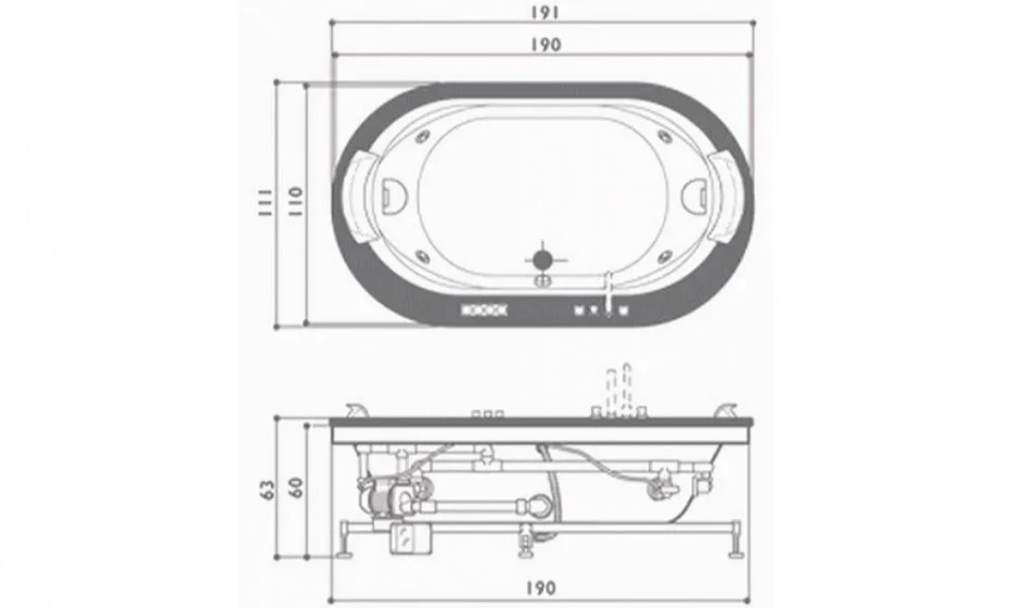 Акриловая Ванна Jacuzzi Opalia 190X110 9F43-498A - фото 2