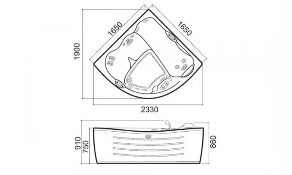 Акриловая Ванна Jacuzzi Maxima 165X165 9F43-788A