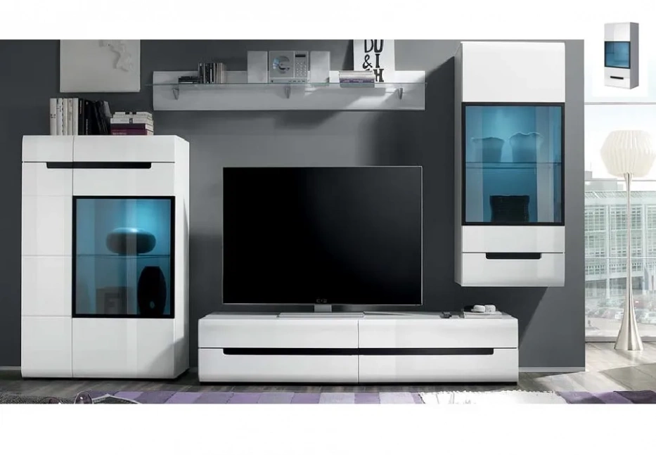 Helvetia Hektor Витрина Узкая Навесная, Правая, Белая - фото 1