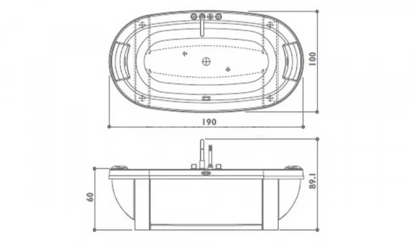 Акриловая Ванна Jacuzzi Anima Design 190X100 9450-095A